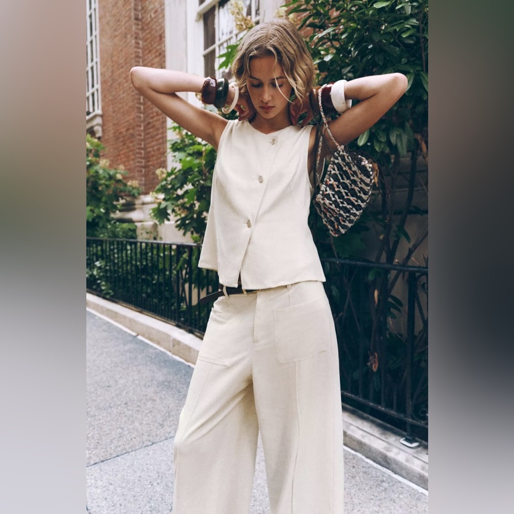 Zara linen blend double breasted vest